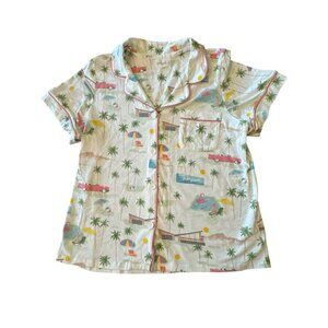 Bedhead Short-Sleeve Pajama Top Large  Organic Cotton Stretch Palm Springs